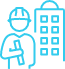 Man in hard hat with building icon