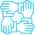 Four hands interconnected icon