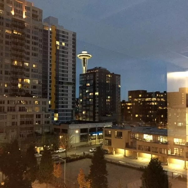 Downtown view of Seattle from an office window