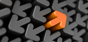 Orange arrow pointing up and to right among many black arrows