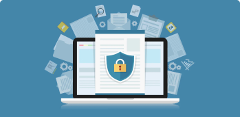 Laptop computer screen with lock icon
